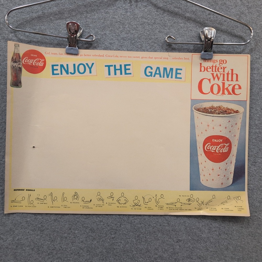 Vintage 1960s Coca Cola Enjoy The Game Basketball Blank High‎ School Program